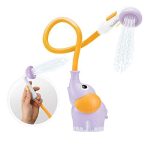 Yookidoo Baby Bath Shower Head - Elephant Water Pump with Trunk Spout Rinser - Control Water Flow from 2 Elephant Trunk Knobs for Maximum Fun in Tub or Sink for Newborn Babies (Blue)
